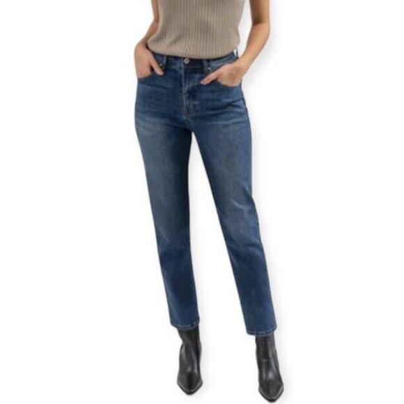 Sene Womens Mom Jeans Size 0 Blue Straight Leg Mid Rise Pants - Picture 2 of 11